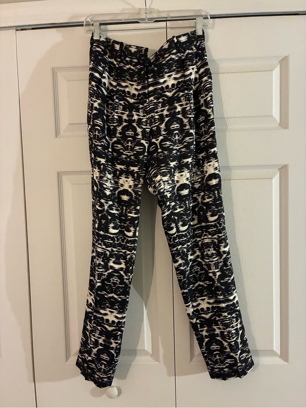 J. Crew Black and White Patterned Straight-Leg Pants